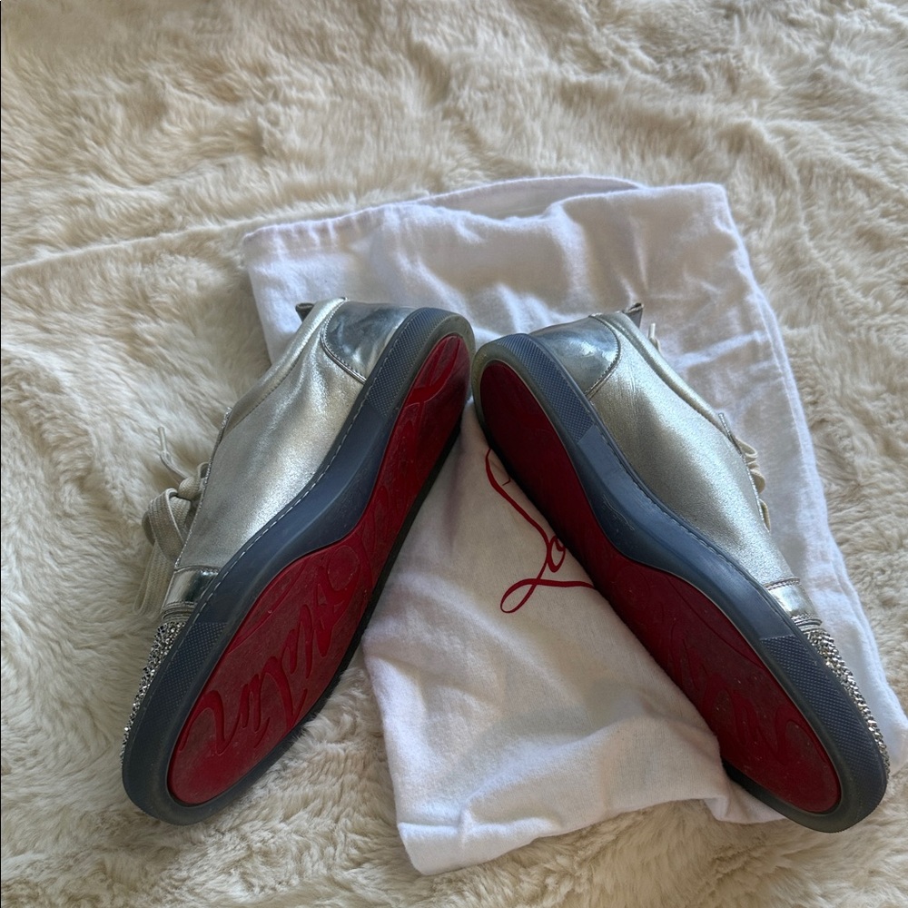Christian Louboutin Silver Glitter Sneakers - Picture 4 of 6